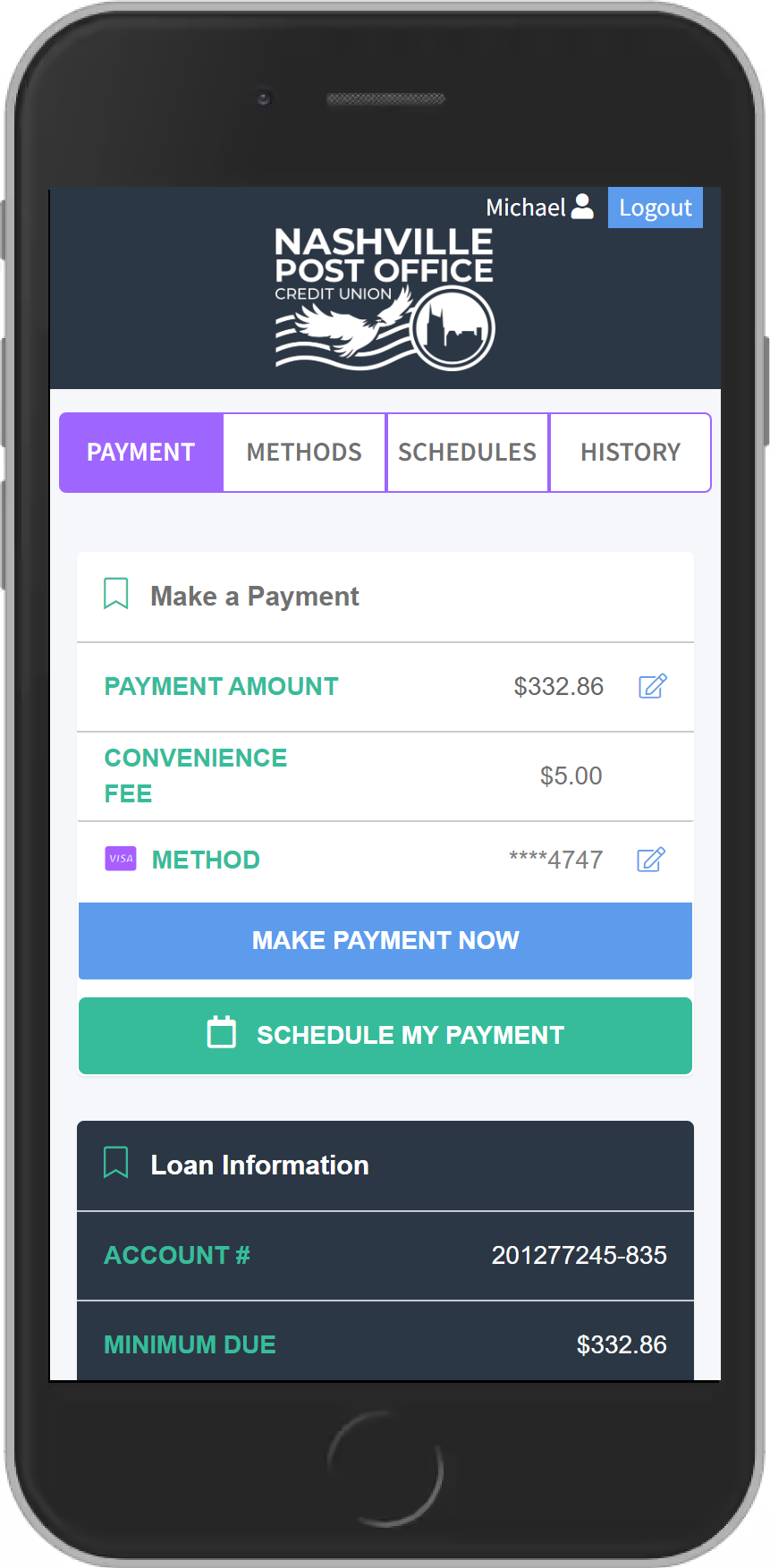 Mobile Screen - Make a Payment